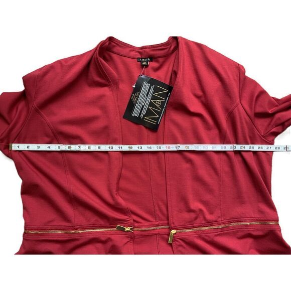 NWT IMAN Red Open Front Zipper Detail Long Sleeve Jacket Sz 3X Corpgore Business - Picture 16 of 16
